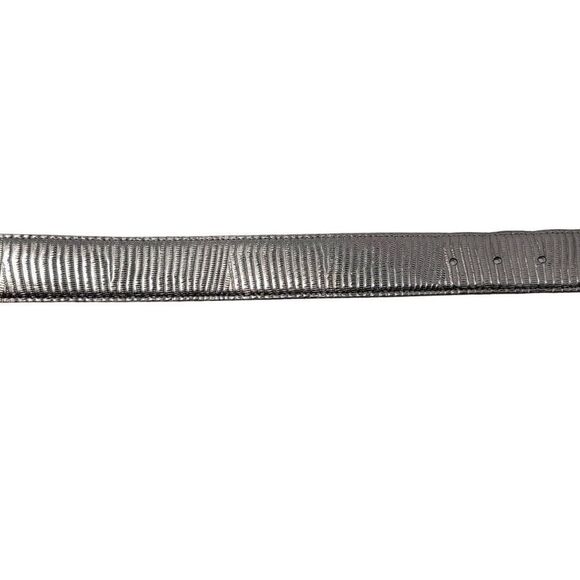 Vintage Metallic Silver Leather Belt M Tooled‎ Animal Striped Futuristic main image 8